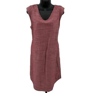 Columbia Dress Womens L Red Marled Waist Tie V-Neck Cap Sleeve Side Slit Casual